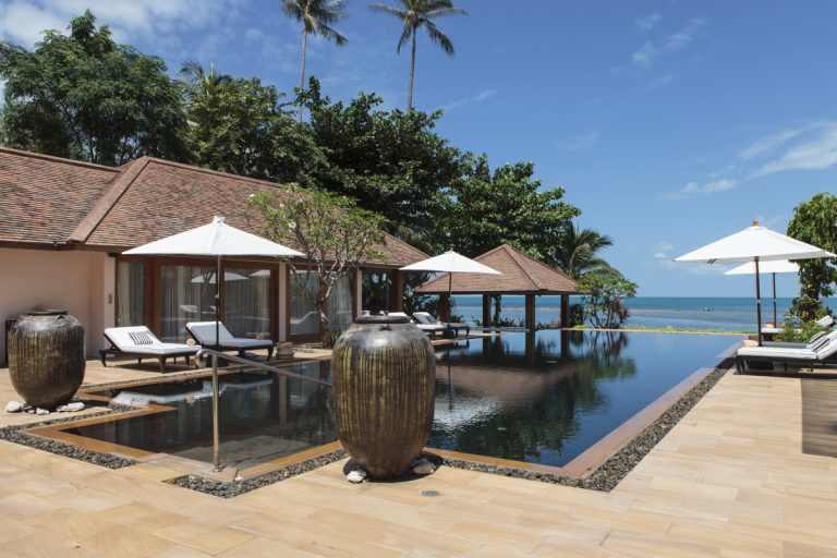 Swimming Pool at Baan Wanora, a luxury, private, beach front villa located in Laem Sor, Koh Samui, Thailand